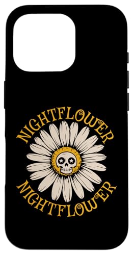 Hülle für iPhone 16 Pro Nightflower Skull - Gruselige Sonnenblume Halloween Liebhaber von Retro Halloween Apparel Gifts