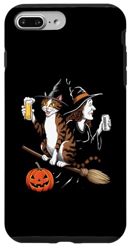 Hülle für iPhone 7 Plus/8 Plus Katze und Hexe trinken Bier - Lustiger Halloween-Bierliebhaber von Retro Halloween Apparel Gifts