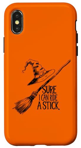 Hülle für iPhone X/XS Sure I Can Ride A Stick - Lustiger Halloween-Hexenliebhaber von Retro Halloween Apparel Gifts