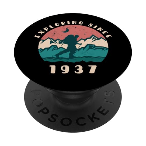 Seit 1937 auf Entdeckungsreise — Liebhaber von Vintage-Geburtstagswandern PopSockets mit austauschbarem PopGrip von Retro Hiking Apparel Birthday Gifts