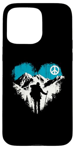 Hülle für iPhone 15 Pro Max Peace Love Hiking — Bergliebhaber im Vintage-Stil von Retro Hiking Apparel Gifts