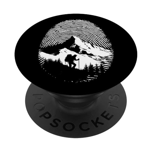 Wandern Fingerabdruck - Vintage Wildlife Mountain Lover PopSockets Klebender PopGrip von Retro Hiking Apparel Gifts