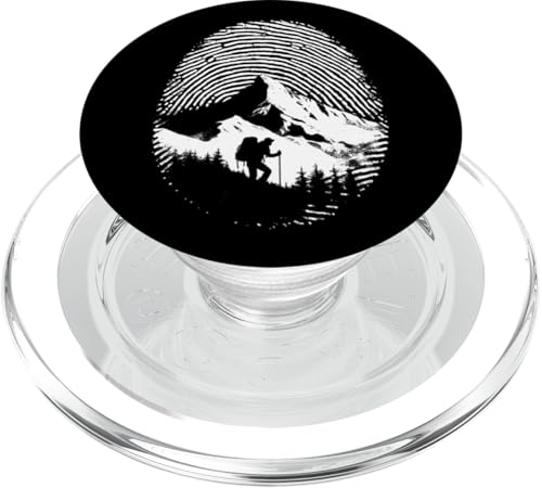 Wandern Fingerabdruck - Vintage Wildlife Mountain Lover PopSockets PopGrip für MagSafe von Retro Hiking Apparel Gifts