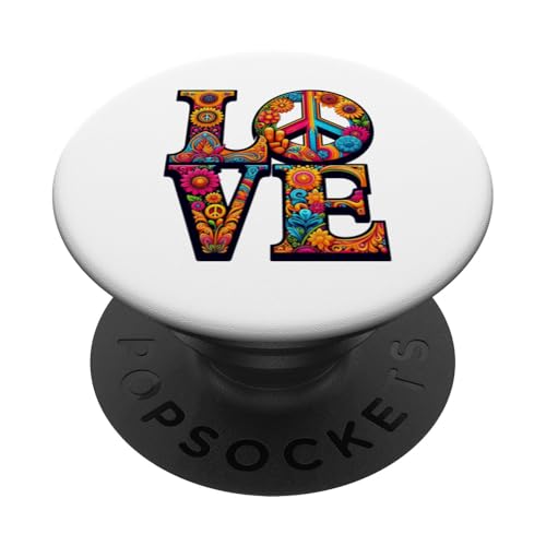 Hippie Retro Love Peace 70er 60er Vintage Freiheit Blumen PopSockets Klebender PopGrip von Retro Hippie Festival 70er 60er Frieden Blumen