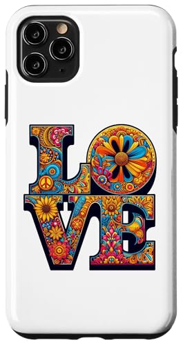 Hülle für iPhone 11 Pro Max Hippie Retro Love Peace 70er 60er Jahre Vintage Freiheit Blumen von Retro Hippie Festival 70er 60er Frieden Blumen