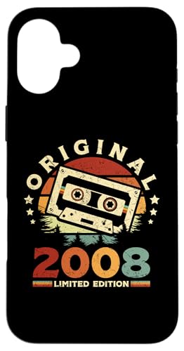 Hülle für iPhone 16 Plus Jahrgang 2008 Retro Geburtstagsshirt zum 17. Geburtstag von Retro Jahrgang Geburtstag Geschenk Coole Kassette