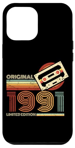 Hülle für iPhone 12 Pro Max Jahrgang 1991 Retro Geburtstagsshirt zum 34. Geburtstag von Retro Jahrgang Geburtstag Geschenk Lustig Kassette