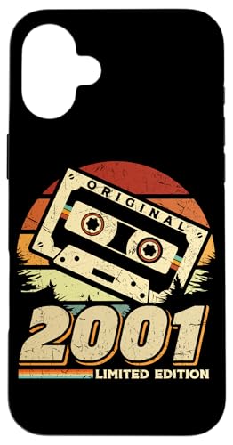 Hülle für iPhone 16 Plus Jahrgang 2001 Retro Geburtstagsshirt zum 24. Geburtstag von Retro Jahrgang Geburtstag Geschenk Lustig Kassette