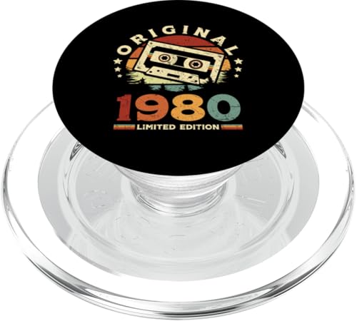 Jahrgang 1980 Retro Geburtstagsshirt zum 45. Geburtstag PopSockets PopGrip für MagSafe von Retro Jahrgang Geburtstag Geschenk Lustig Kassette