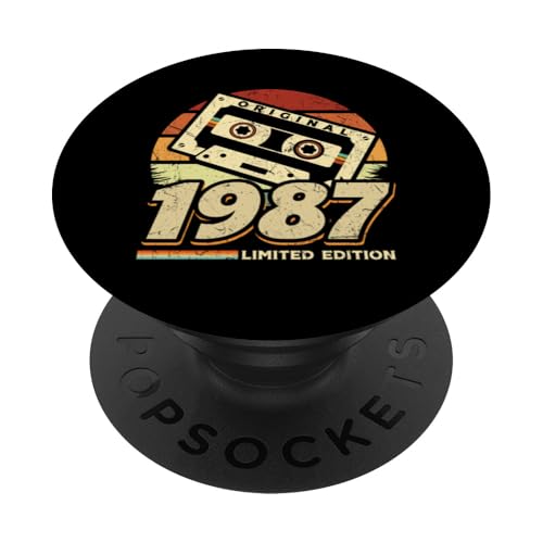 Jahrgang 1987 Retro Geburtstagsshirt zum 38. Geburtstag PopSockets Klebender PopGrip von Retro Jahrgang Geburtstag Geschenk Lustig Kassette