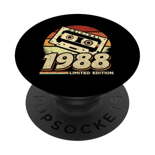 Jahrgang 1988 Retro Geburtstagsshirt zum 37. Geburtstag PopSockets Klebender PopGrip von Retro Jahrgang Geburtstag Geschenk Lustig Kassette