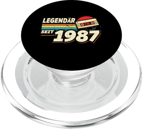 Jahrgang 1987 Retro Geburtstagsshirt zum 38. Geburtstag PopSockets PopGrip für MagSafe von Retro Jahrgang Geburtstag Geschenk Sunset Kassette