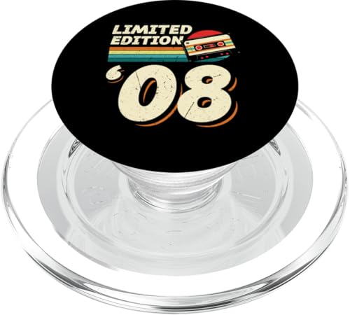 Jahrgang 2008 Retro Geburtstagsshirt zum 17. Geburtstag PopSockets PopGrip für MagSafe von Retro Jahrgang Geburtstag Geschenk Sunset Kassette