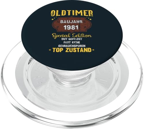 Oldtimer Baujahr 1981 Vintage 44. Geburtstag PopSockets PopGrip für MagSafe von Retro Jahrgang Geburtstag Geschenk