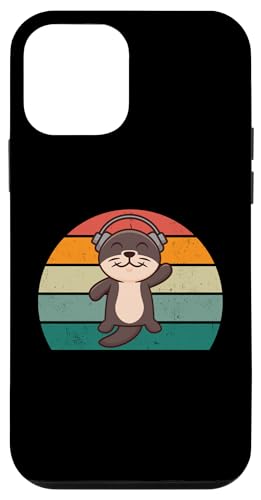 Hülle für iPhone 12 mini Niedlicher Otter mit Kopfhörern – Retro, lustiger Otter-Liebhaber von Retro Otter Apparel Gifts