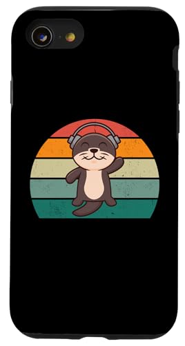 Hülle für iPhone SE (2020) / 7 / 8 Niedlicher Otter mit Kopfhörern – Retro, lustiger Otter-Liebhaber von Retro Otter Apparel Gifts