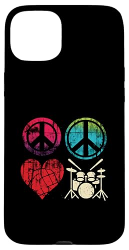 Peace Love And Drums – Vintage Peace Symbol Percussion Lover Hülle für iPhone 15 Plus von Retro Peace Love And Apparel Gifts