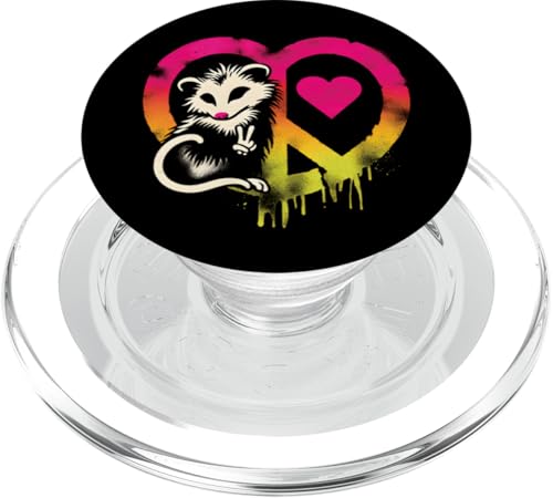 Peace Love And Opossum – Vintage Peace Symbol Opossum Lover PopSockets PopGrip für MagSafe von Retro Peace Love And Apparel Gifts