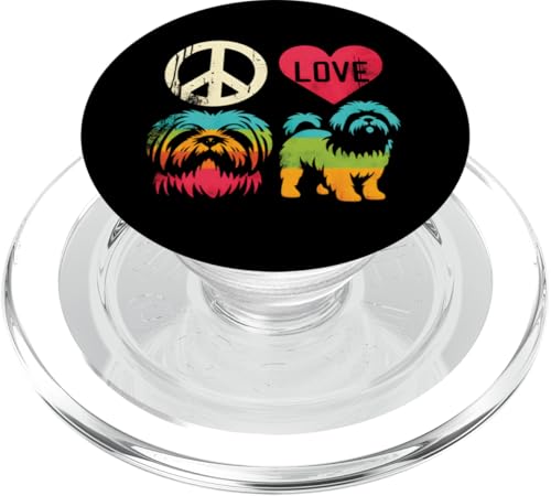 Peace Love And Shih Tzu – Vintage Peace Symbol Shih Tzu Hund PopSockets PopGrip für MagSafe von Retro Peace Love And Apparel Gifts