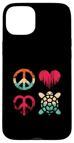 Peace Love And Turtles – Vintage Peace Symbol Meeresschildkröte Hülle für iPhone 15 Plus von Retro Peace Love And Apparel Gifts