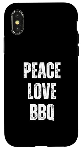 Lustiger sarkastischer Humor-Grill mit Aufschrift "Peace Love And BBQ" Hülle für iPhone X/XS von Retro Peace Love And Gifts