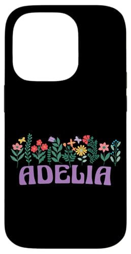 Hülle für iPhone 14 Pro Wildblume Floral ADELIA Vorname Muttertag Damen von Retro Personalized Girl Name Tees