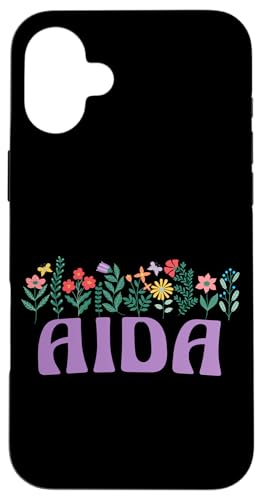 Hülle für iPhone 16 Plus Wildblume Floral AIDA Vorname Muttertag Damen von Retro Personalized Girl Name Tees