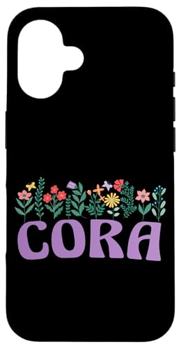 Hülle für iPhone 16 Wildflower Floral CORA Vorname Muttertag Frauen von Retro Personalized Girl Name Tees