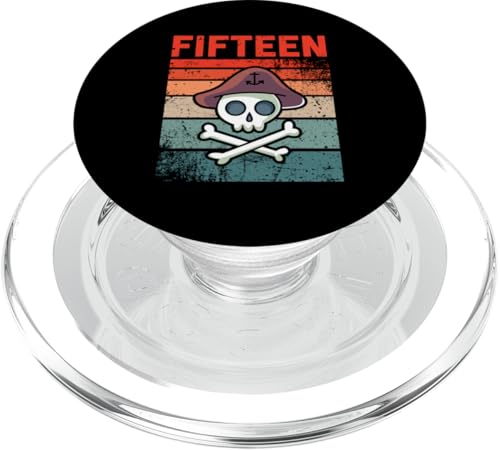 15 Jahre altes Shirt 15. Geburtstag Piratenparty Jungen Mädchen PopSockets PopGrip für MagSafe von Retro Pirate Birthday Apparel Boys Girls