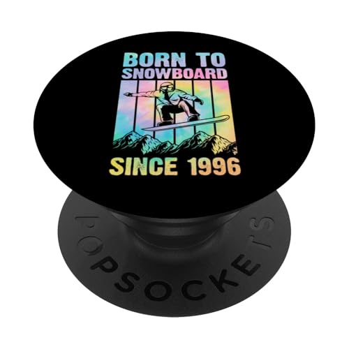 70er Jahre Stil Mountain Trip Born To Snowboard Since 1996 Year PopSockets Klebender PopGrip von Retro Snowboarding Themed Birthday Party Supplies