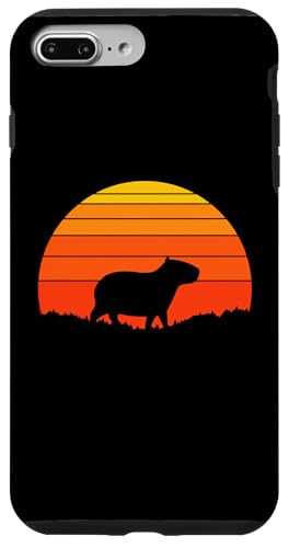 Hülle für iPhone 7 Plus/8 Plus Capybara Retro Sonnenuntergang Natur Tierliebhaber von Retro Spirit Animal Apparel Gifts