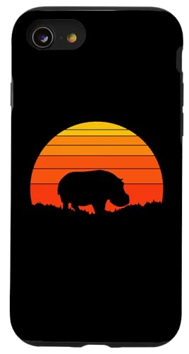 Hülle für iPhone SE (2020) / 7 / 8 Nilpferd Retro Sonnenuntergang Natur Wildlife Nilpferd Liebhaber von Retro Spirit Animal Apparel Gifts