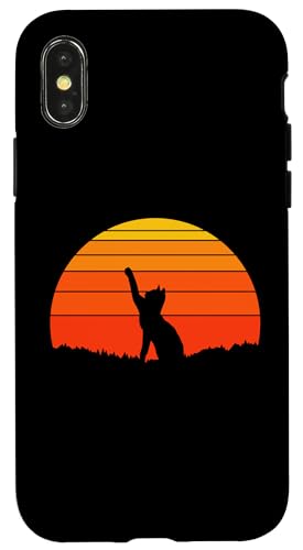 Hülle für iPhone X/XS Katze Retro Sonnenuntergang Natur Tierwelt Tierliebhaber von Retro Spirit Animal Apparel Gifts