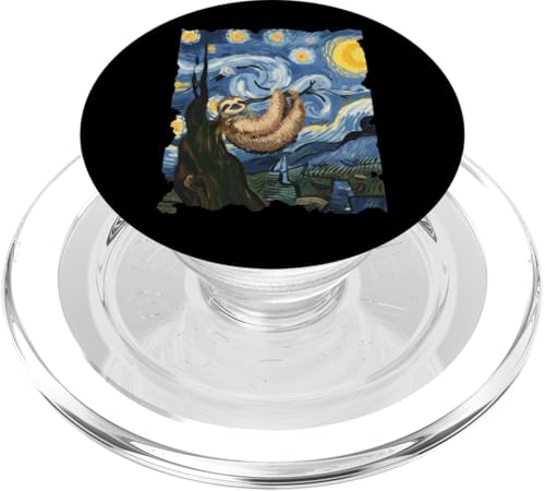 Faultier Sternennacht - Lustiges Van Gogh Gemälde Faultier PopSockets PopGrip für MagSafe von Retro Starry Night Apparel Gifts