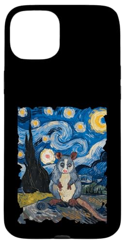 Hülle für iPhone 15 Plus Opossum Sternennacht - Lustiges Van Gogh Gemälde Opossum von Retro Starry Night Apparel Gifts