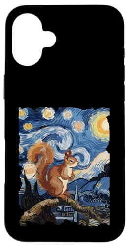 Hülle für iPhone 16 Plus Eichhörnchen Sternennacht - Lustiges Van Gogh Gemälde Eichhörnchen von Retro Starry Night Apparel Gifts