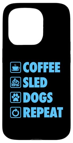 Hülle für iPhone 15 Pro Kaffeeschlitten Hunde wiederholen das Schneemobil-Leben einfache Basis-Symbole von Retro Style Outdoor Snowmobiling Gear and Merch