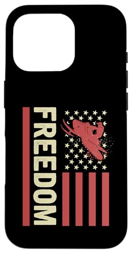 Hülle für iPhone 16 Pro Freedom Loving Snowmobiling USA Amerikanische Flagge Schneemobil von Retro Style Outdoor Snowmobiling Gear and Merch