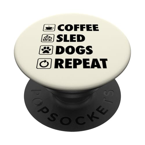 Kaffeeschlitten Hunde wiederholen das Schneemobil-Leben einfache Basis-Symbole PopSockets Klebender PopGrip von Retro Style Outdoor Snowmobiling Gear and Merch