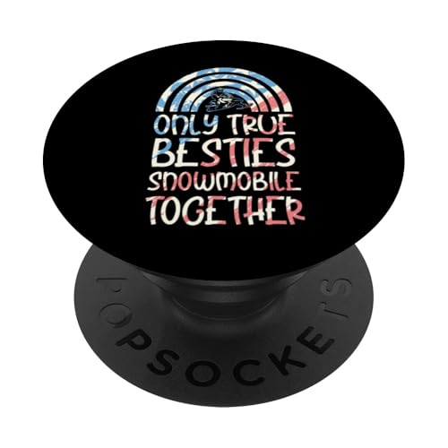 Only True Besties Schneemobil Together Bohemian Rainbow PopSockets Klebender PopGrip von Retro Style Outdoor Snowmobiling Gear and Merch