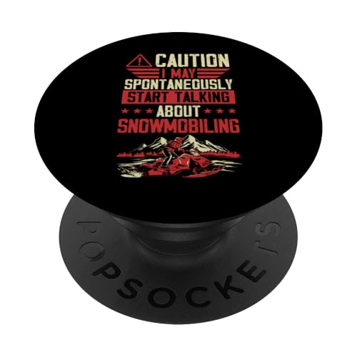 Vorsicht Ich kann spontan anfangen über Schneemobilfahren zu sprechen PopSockets Klebender PopGrip von Retro Style Outdoor Snowmobiling Gear and Merch