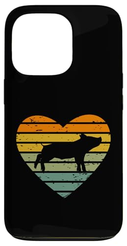 Hülle für iPhone 13 Pro Ich liebe Ferkel Kleines Schwein Ferkelfan Retro Schweinchen von Retro Tier Silhouetten für jung und alt