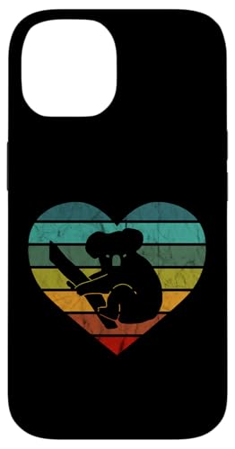 Hülle für iPhone 14 Ich liebe Koalabären Baum Wald Herz Wildnis Australien Koala von Retro Tier Silhouetten für jung und alt