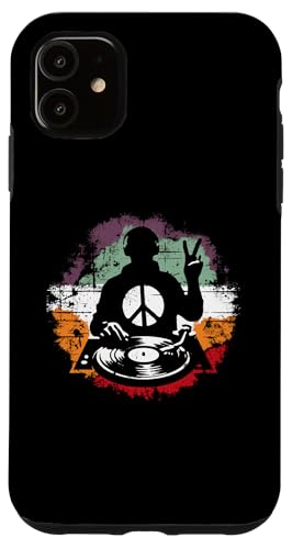 Hülle für iPhone 11 Plattenspieler Peace Symbol – Vintage DJ Vinyl Musik Liebhaber von Retro Turntable Apparel Gifts