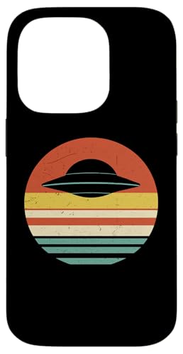 Hülle für iPhone 14 Pro Lustiges Alien-UFO-Raumschiff im Retro-Stil, Vintage-Stil, Sonnenuntergang von Retro Vintage Alien UFO Designs