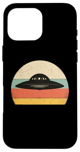 Hülle für iPhone 16 Pro Max Lustiger Alien-UFO-Jäger, Raumschiffliebhaber, Retro-Sonnenuntergang, Vintage-Stil von Retro Vintage Alien UFO Designs