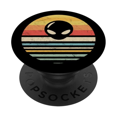 Lustiges Vintage-Raumschiff im Retro-Stil, Sonnenuntergang, Alien-Liebhaber PopSockets Klebender PopGrip von Retro Vintage Alien UFO Designs