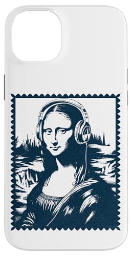 Hülle für iPhone 14 Plus Musik Lisa - Kopfhörer Mona-Lisa von Retro Vintage Mona-Lisa-Kunst