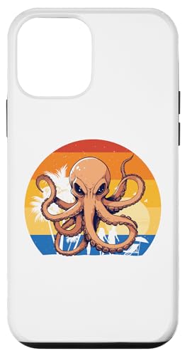 Hülle für iPhone 12 mini Retro Vintage Octopus Sonnenuntergang Meer Tier Meeresfrüchte Männer Liebhaber von Retro Vintage Octopus Design Tee sea animals Lover