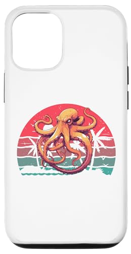 Hülle für iPhone 14 Pro Retro Vintage Octopus Sonnenuntergang Meer Tier Meeresfrüchte Männer Liebhaber von Retro Vintage Octopus Design Tee sea animals Lover